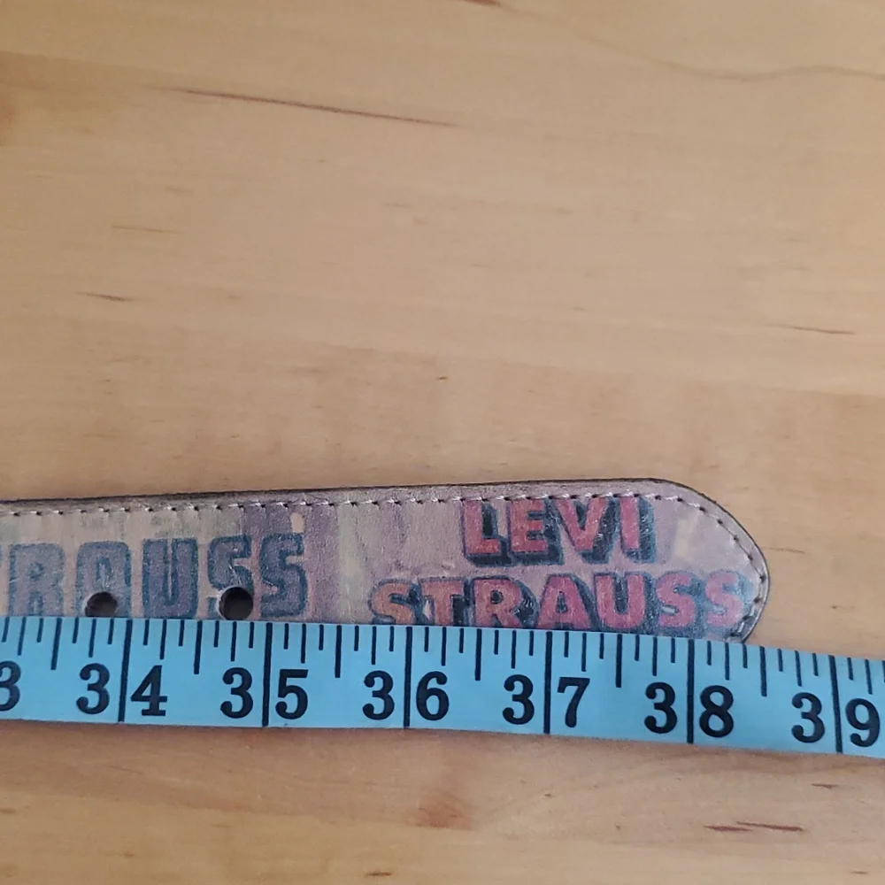 Levi's Brown Leather Belt with Red and Blue Panel Logos